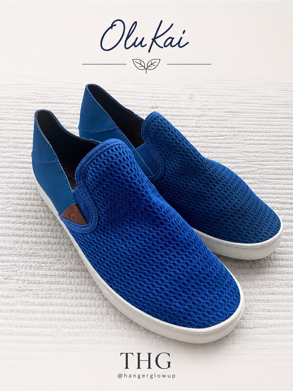OluKai Pehuea Mesh Slip-On Sneakers Blue Women’s 9.5 Coastal Comfort
